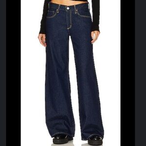 NWT RE/DONE 70’s ultra high rise wide leg rigid like dark denim size 28